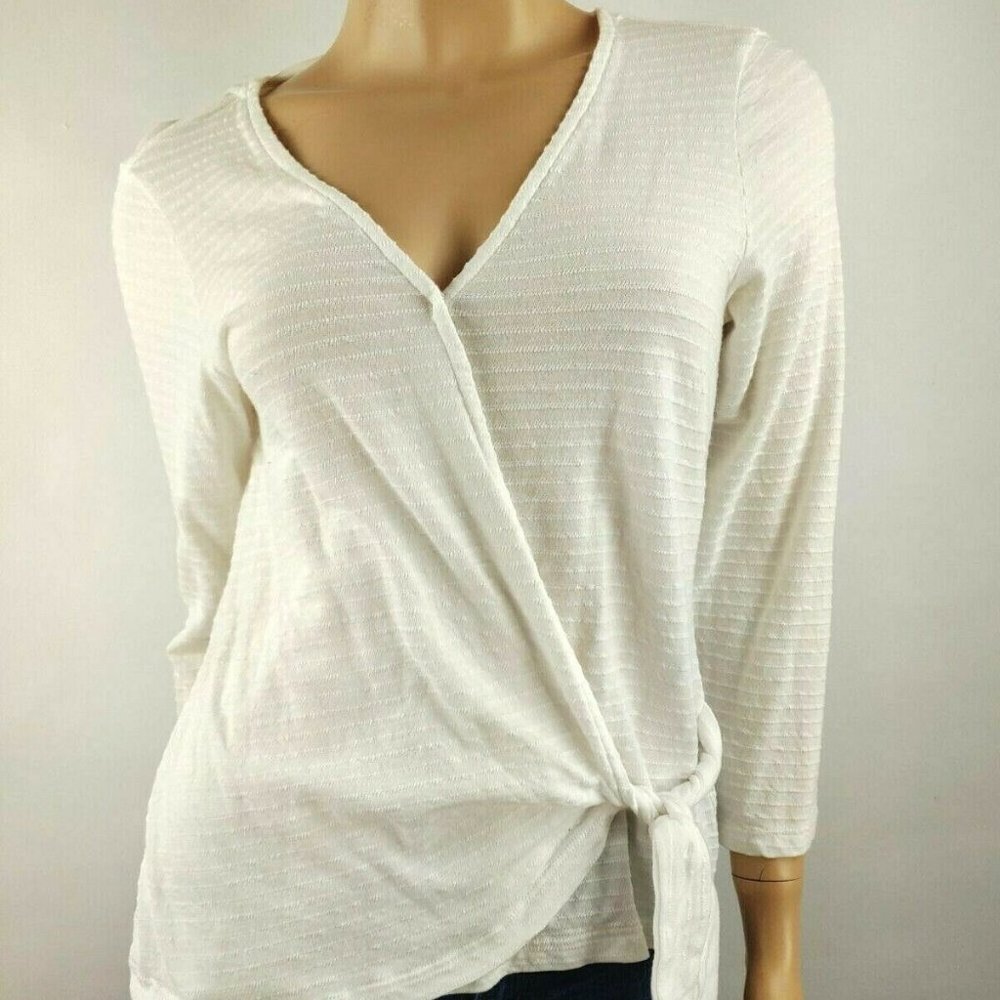 Sanctuary Top White Faux Wrap Blouse Size Medium